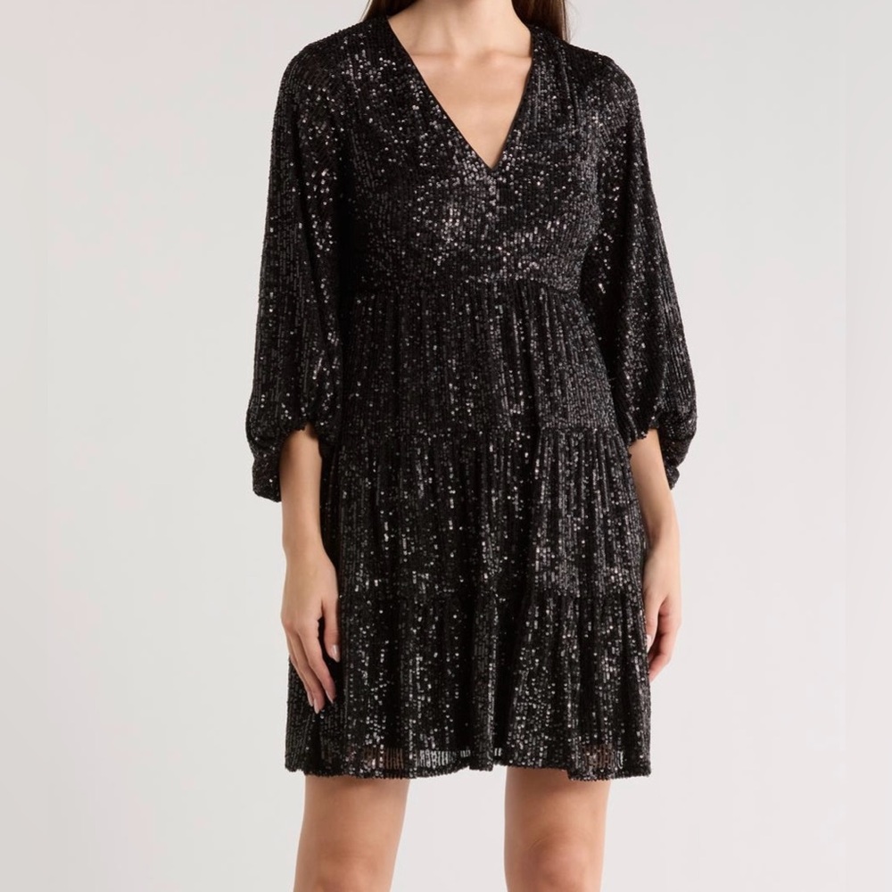 Eliza J sequin tiered cocktail dress